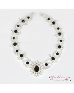 Strass Collier, silber mit blauen Steinen