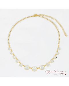 Halskette aus Strass, gold mit runden Steinen