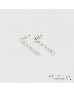 Ohrstecker, Strass lang, silber-kristall
