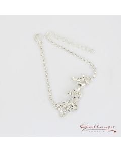 Armband aus Strass mit Blütenblätter, kristallfärbige Steine, silber