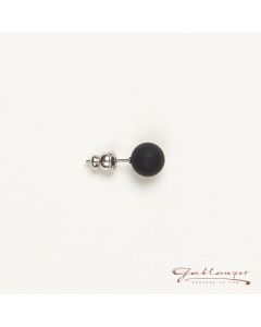 Ohrstecker, Polarisperle 8 mm, schwarz