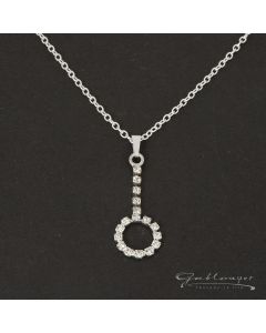 Halskette, Anhänger mit Strassteinen, silber