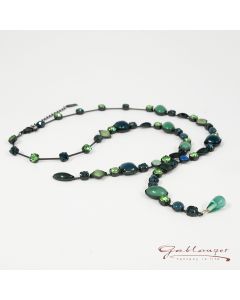 Collier in Y-Form mit Glassteinen, grün-Mix