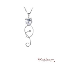 Halskette mit Swarovski®Kristallen "Katze", 42 cm, Crystal