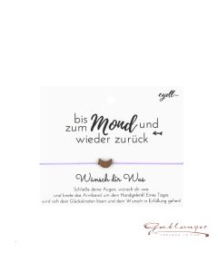 Armband, Glücksknoten mit Mond, lila Band