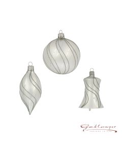 Set, consisting of 5 white-golden articles made of glass