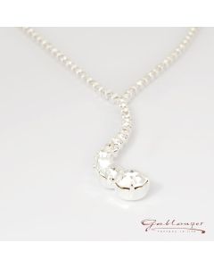 Halskette, Strass mit Anhänger, silber