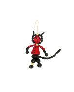 Krampus aus Glasperlen, 7 cm, rot-schwarz