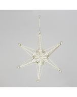 Stern aus Glasperlen, 12 cm, 3-dimensional, silber