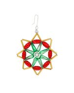 Stern aus Glasperlen, 7,5 cm, rot-grün-gold