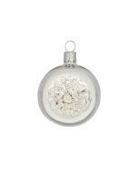 Christbaumkugel aus Glas, 5 cm,  glänzend silber mit Reflektor