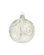 Glass Ball,  8 cm, white-silver