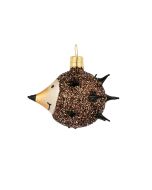 Glasfigur, Igel mit Stacheln, 5 cm, braun