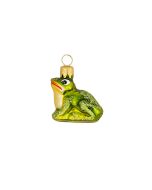 Glasfigur, Miniatur Frosch, 3 cm, gold-grün