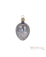 Easter Egg, 5,5 cm grey with white flowers