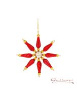 Stern aus Glasperlen, 7 cm, rot-gold