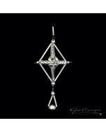 Ornament aus Glasperlen mit Anhänger, 10,5 cm, silber