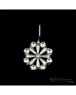 Ornament aus Glasperlen, Blume 5,5 cm, silber