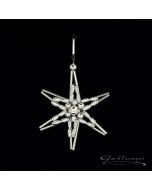 Ornament aus Glasperlen, Stern 7 cm, silber