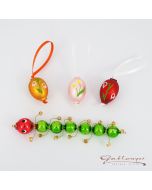 Osterset aus Glasperlen, 1 Tausendfüßler und 3 Eier
