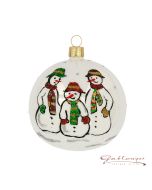 Christbaumkugel aus Glas, 8 cm, weiß, Familie Schneemann