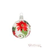 Christmas Ball made of glass, 5 cm, poinsettia flowers, white