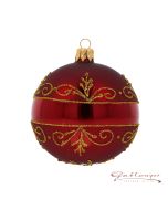 Christbaumkugel aus Glas, 8 cm,  weinrot mit Glitzer