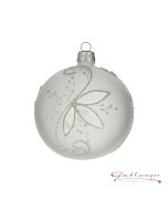 Christmas Ball made of glass, 8 cm, transparent-white, glitter