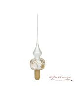 Tree topper made of glass, 30 cm, white with reflector