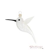 Glass figurine, Hummingbird, 10 cm, white