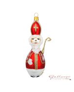 Glasfigur, Nikolaus, 14 cm, rot-weiß-gold