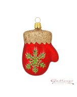 Glass figure, glove, 8 cm, red-green-gold
