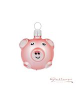 Glass figure , pig, 4 cm, pink