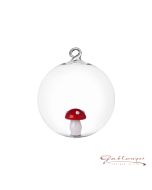 Glaskugel, 8 cm, transparent mit Fliegenpilz | Sale -30 %