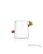 Wasserglas mit kleinem Vogel aus Glas, handgefertigt