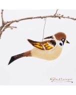 Glasvogel "Feldsperling" zum Hängen, handgefertigt