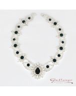 Strass Collier, silber mit blauen Steinen