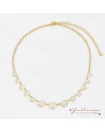 Halskette aus Strass, gold mit runden Steinen