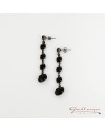 Stud earrings, black, black, 5,5 cm