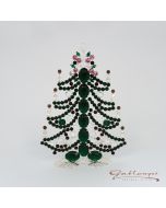 Christmastree made of rhinestones, green-silver, cm
