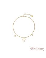 Fußkette mit Herz und Kristallen, vergoldet, 29 cm