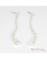 Stud earrings, rhinestones, silver