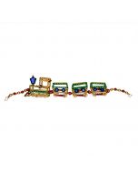 Zug aus Glasperlen, 35 cm, bunt mit drei Waggons