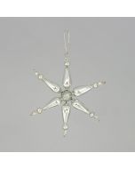 Stern aus Glasperlen, 7,5 cm, silber mit Glitzerperle