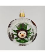 Christbaumkugel aus Glas, 8 cm, transparent mit Igel