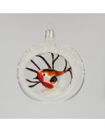 Christbaumkugel aus Glas, 8 cm, mit kleinem Vogel