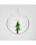 Glaskugel, 8 cm, klar mit einem Baum