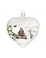 Herz aus Glas, 10 cm, transparent mit Winterlandschaft