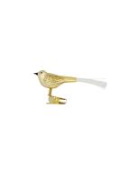 Vogel aus Glas, 10 cm, gold mit Fiberglasschwanz