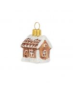 Glass figure, gingerbread house, 3,5 cm, brown-white